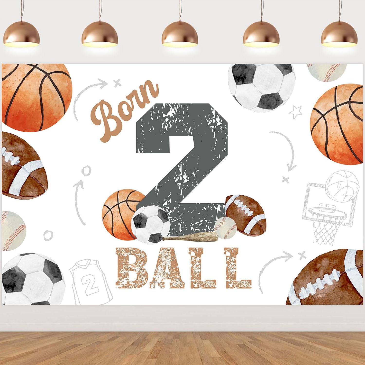 Born Two Ball Birthday Party Decorations with Backdrop Banner