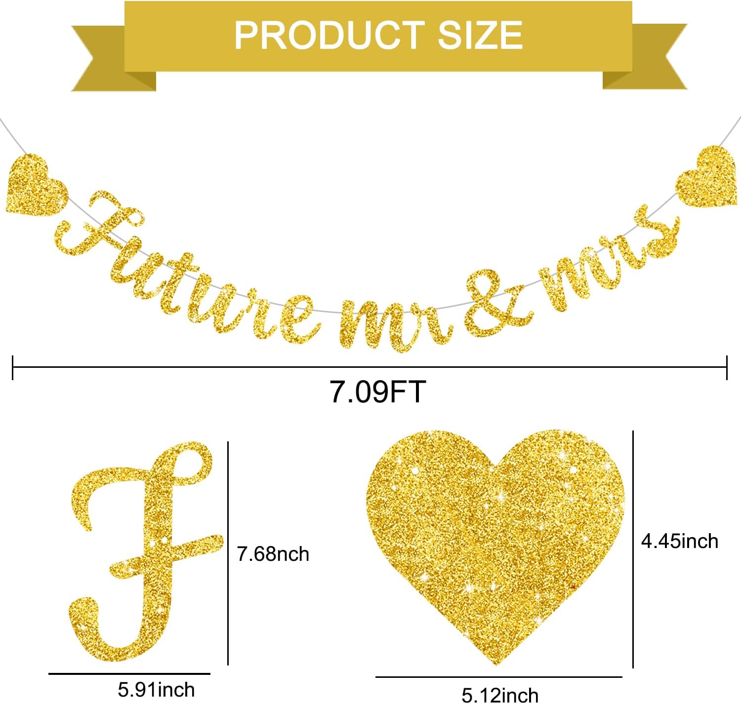 Glitter Gold Future Mr Mrs Decor Banner