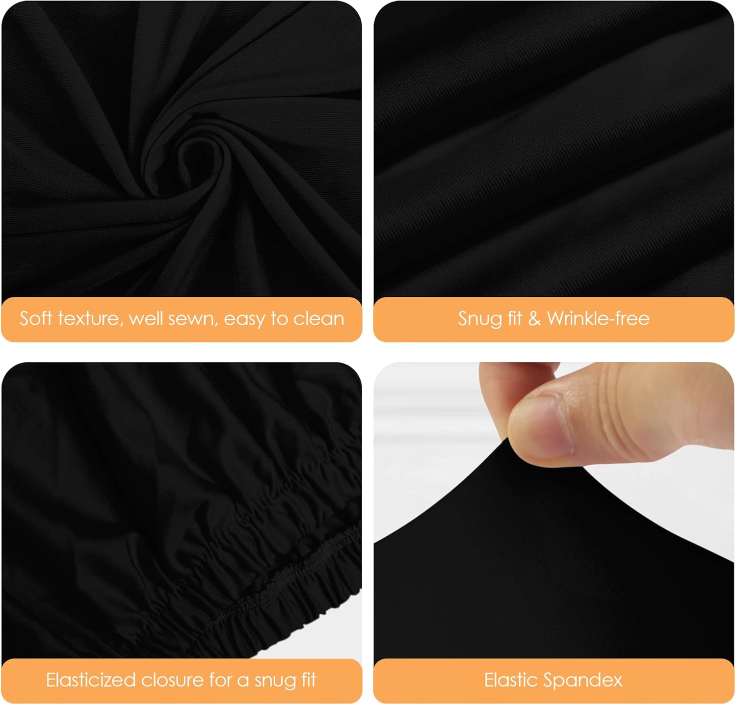 Putros Cylinder Pedestal Covers Black 3Pcs Spandex