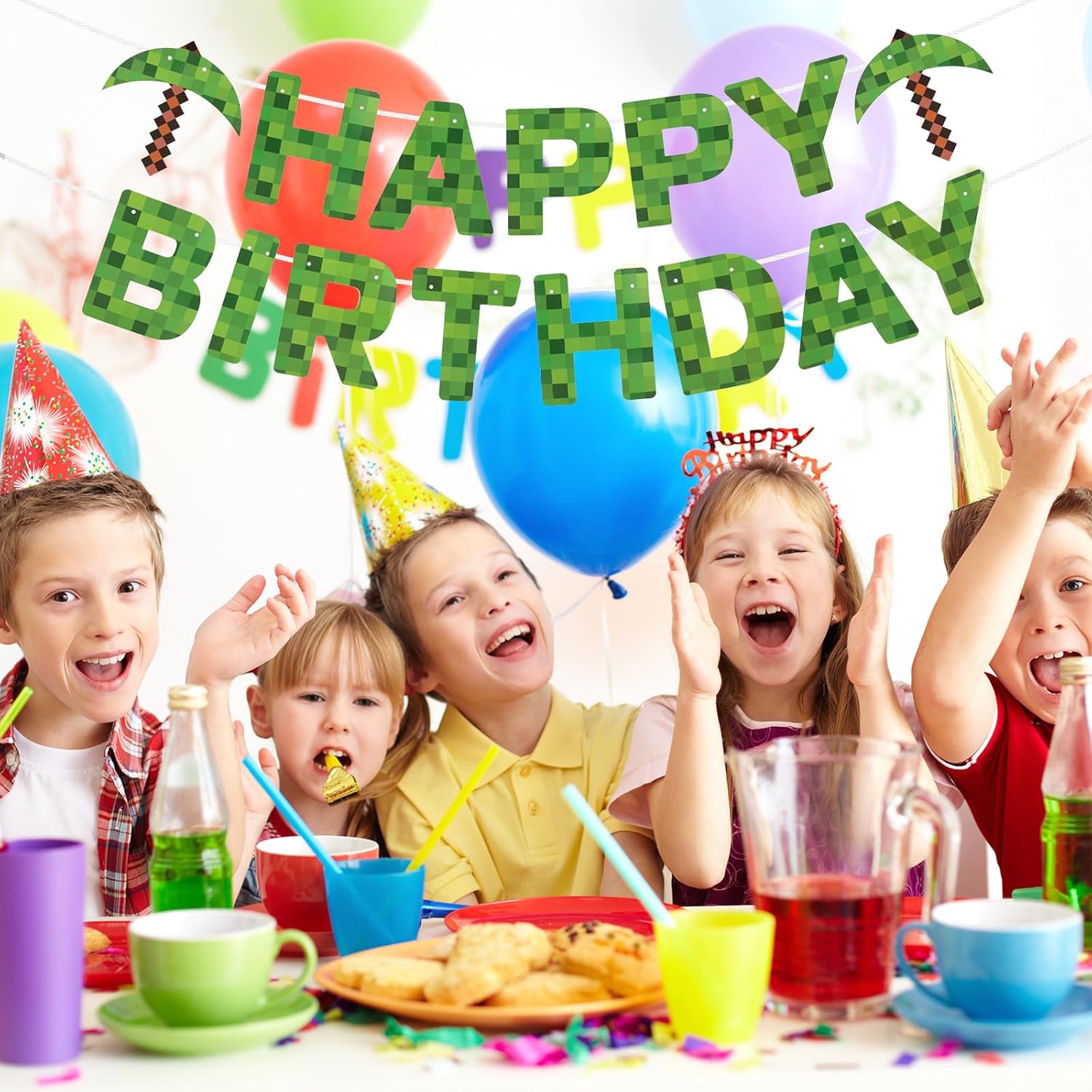 SAVITA Happy Birthday Banner Miner Theme Decor