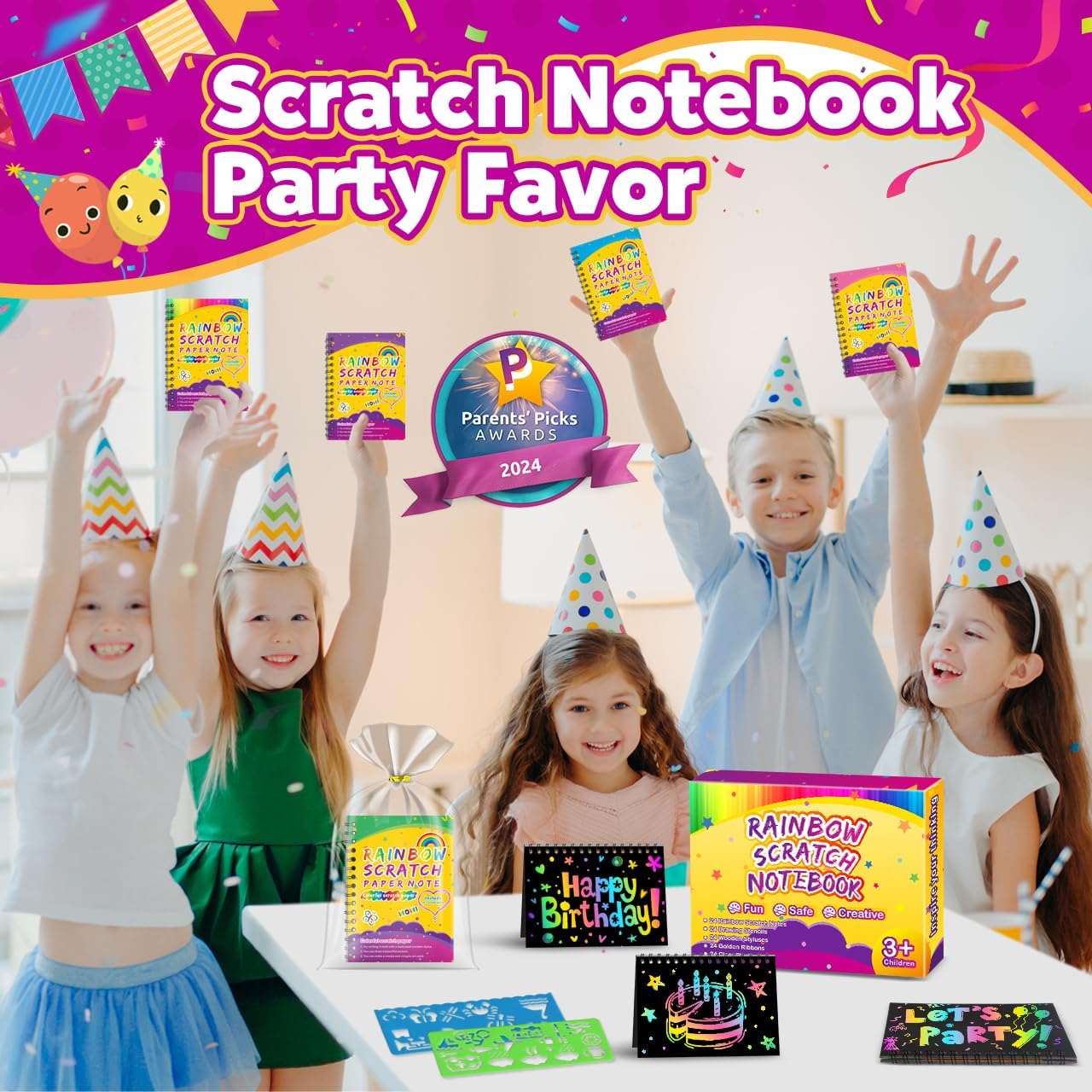 Pigipigi Kids 24-Pack Scratch Art Party Favors Set