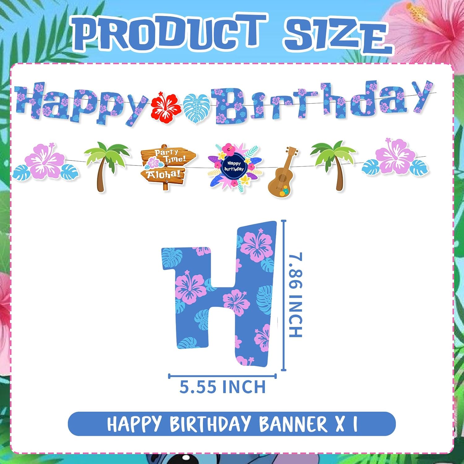 Hawaii Party Decor Kit with Birthday Banners and Cupcake Toppers