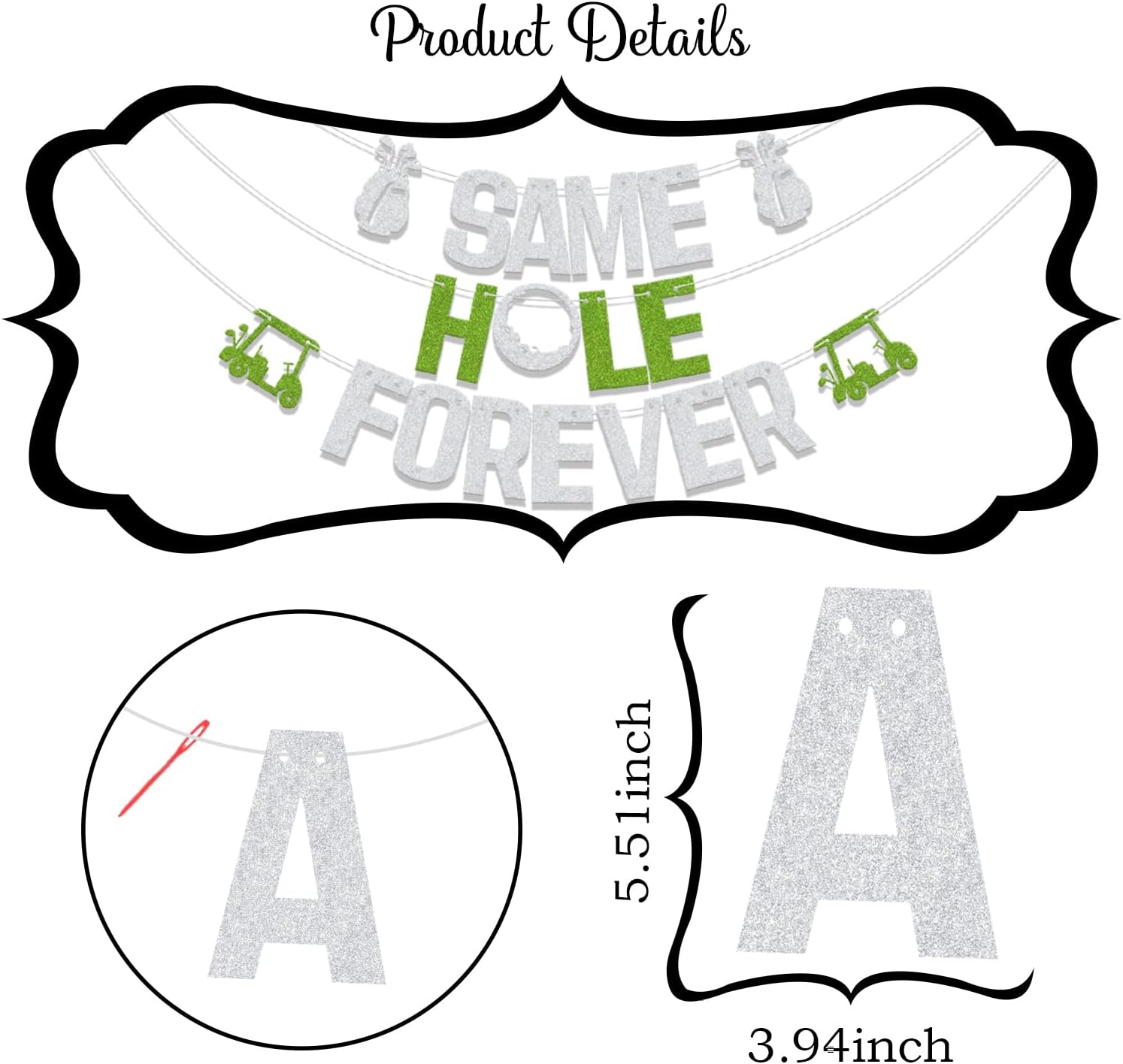 Golf Themed Same Hole Forever Banner Decor