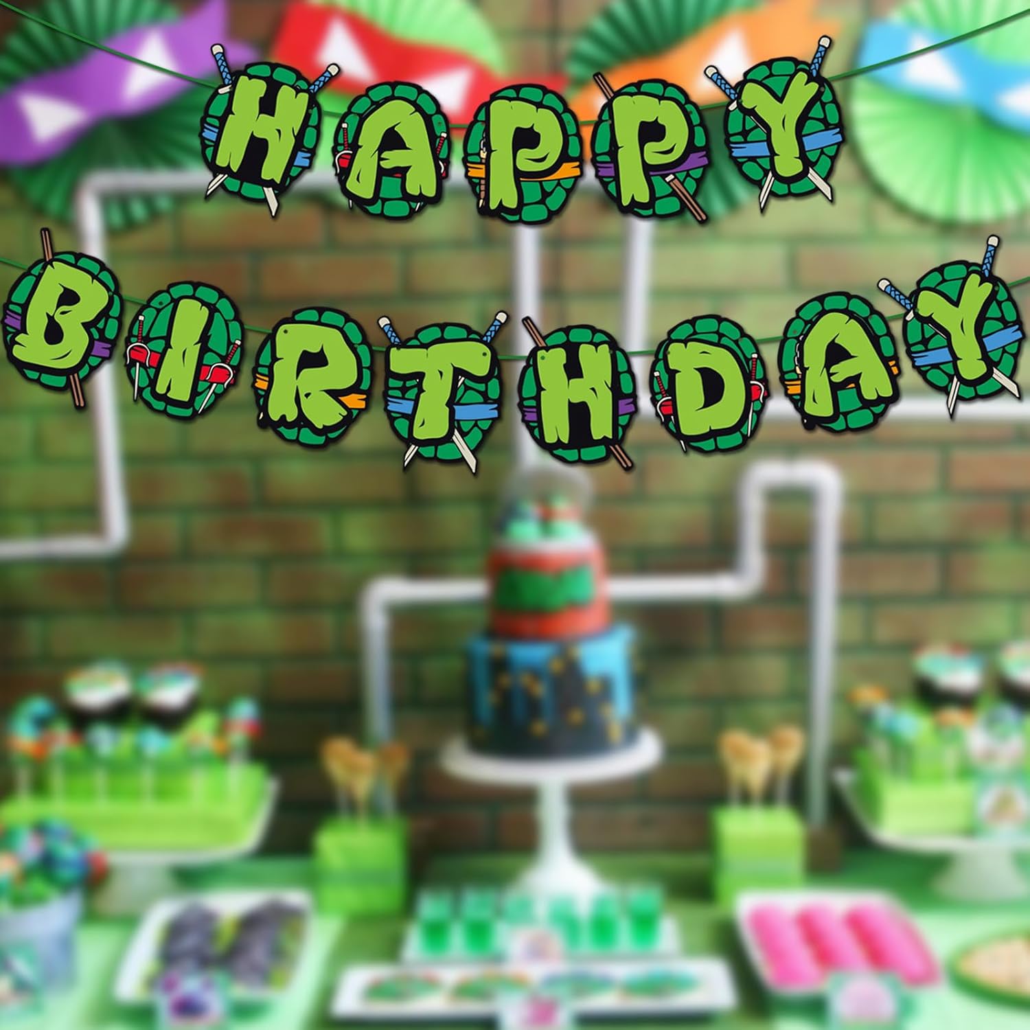 Superhero Birthday Banner Green Party Decorations