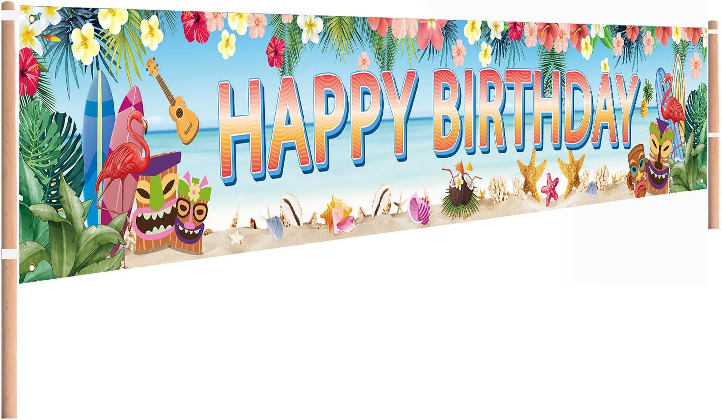 Hawaiian Birthday Party Banner with Luau Decorations