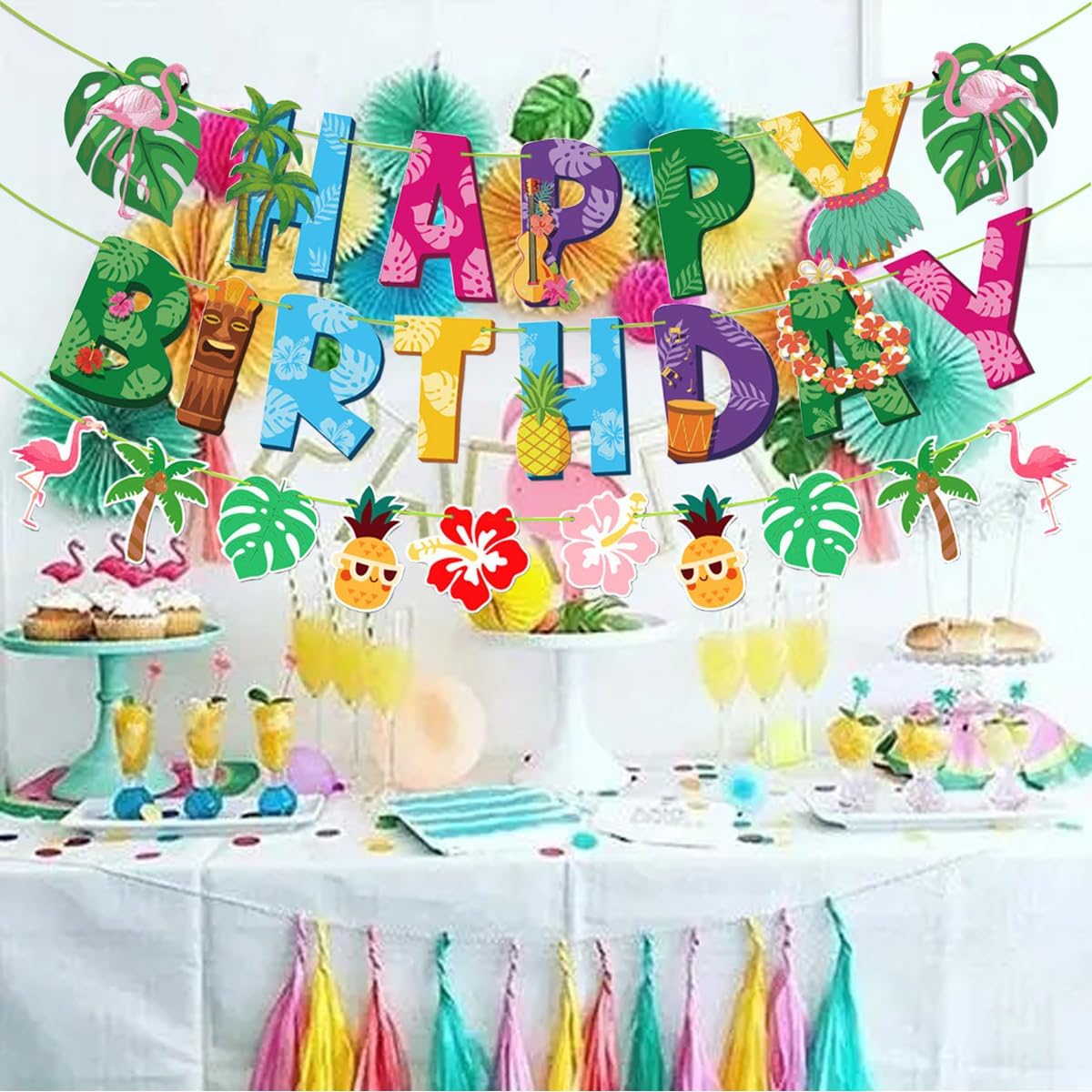 Hawaiian Birthday Banner 3 Pack Luau Decorations