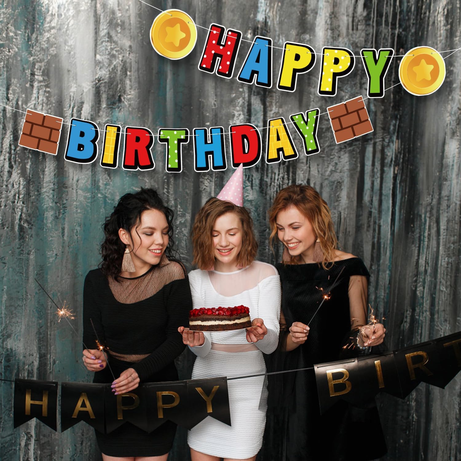 Happy Birthday Colorful Banner with Cartoon Design