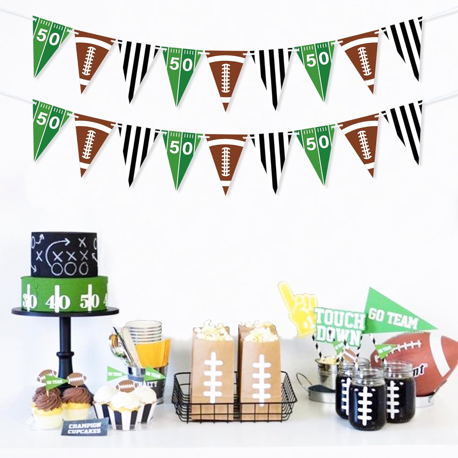 2 Piece Football Garland Banner Party Decorations