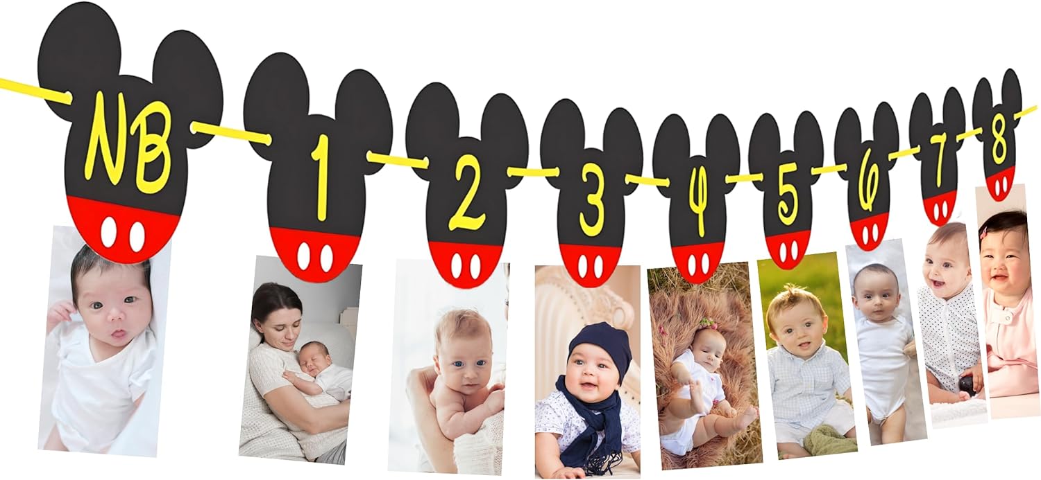 Mickey Mouse 1st Birthday Photo Banner Decor