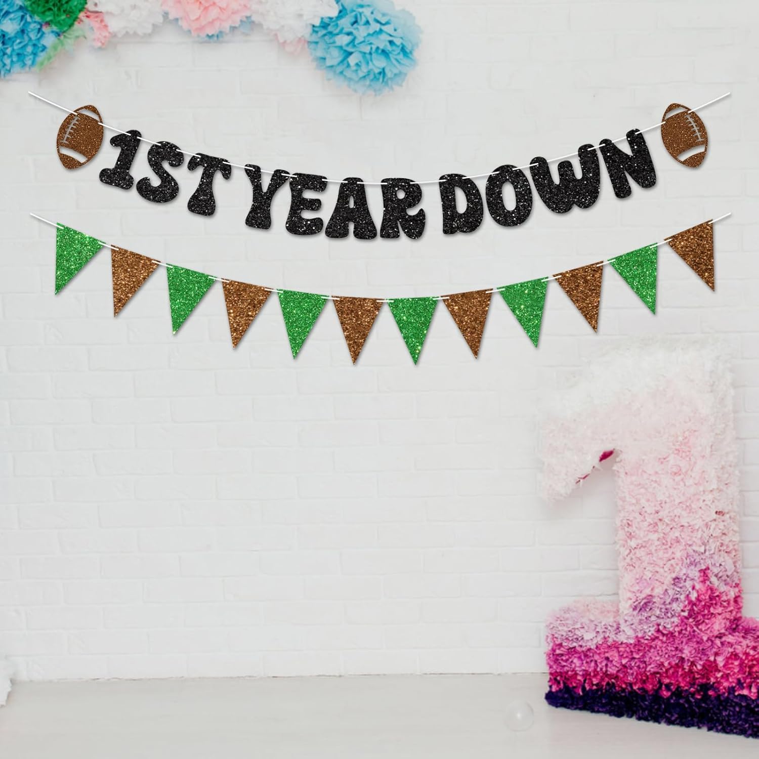 Vofrise Football First Year Down Birthday Banner
