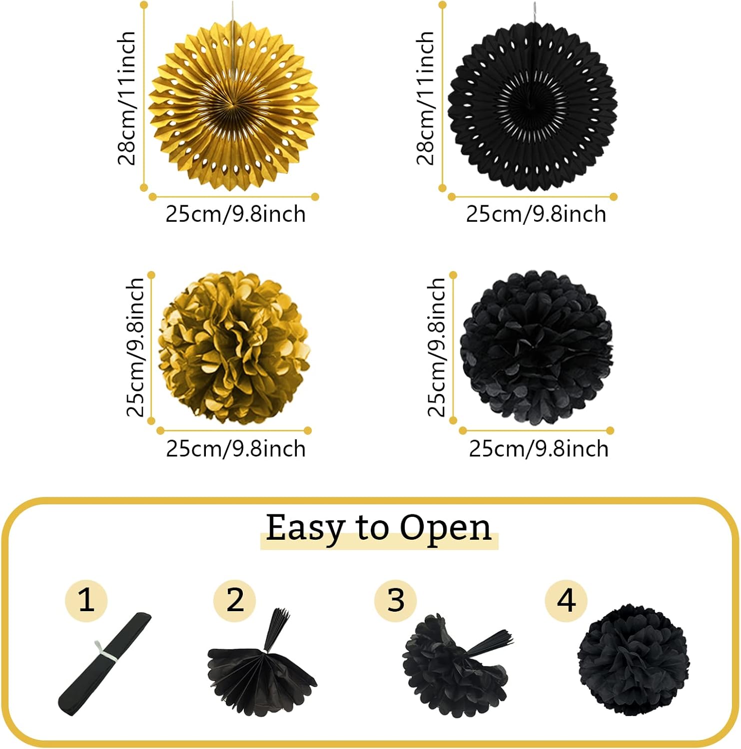 Black and Gold Party Decorations Set