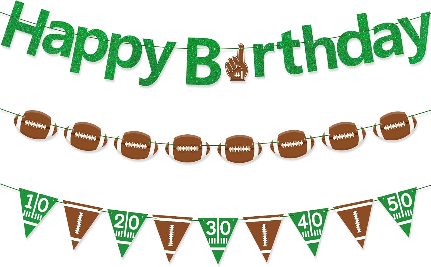Football Happy Birthday Banner Green