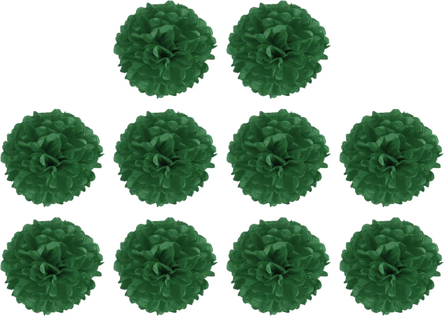 M Meterxity 10 Pack Tissue Pom Poms Flowers 6 Inches Dark Green