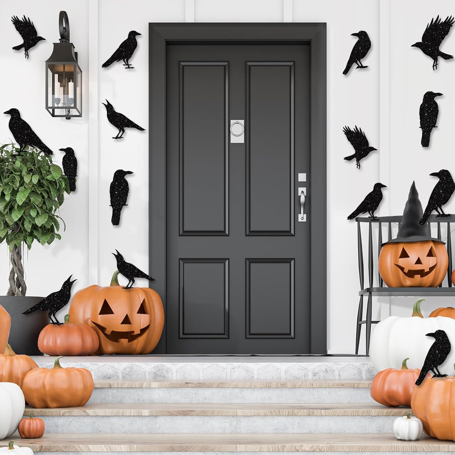 40pcs Glitter Black Crow Halloween Banners