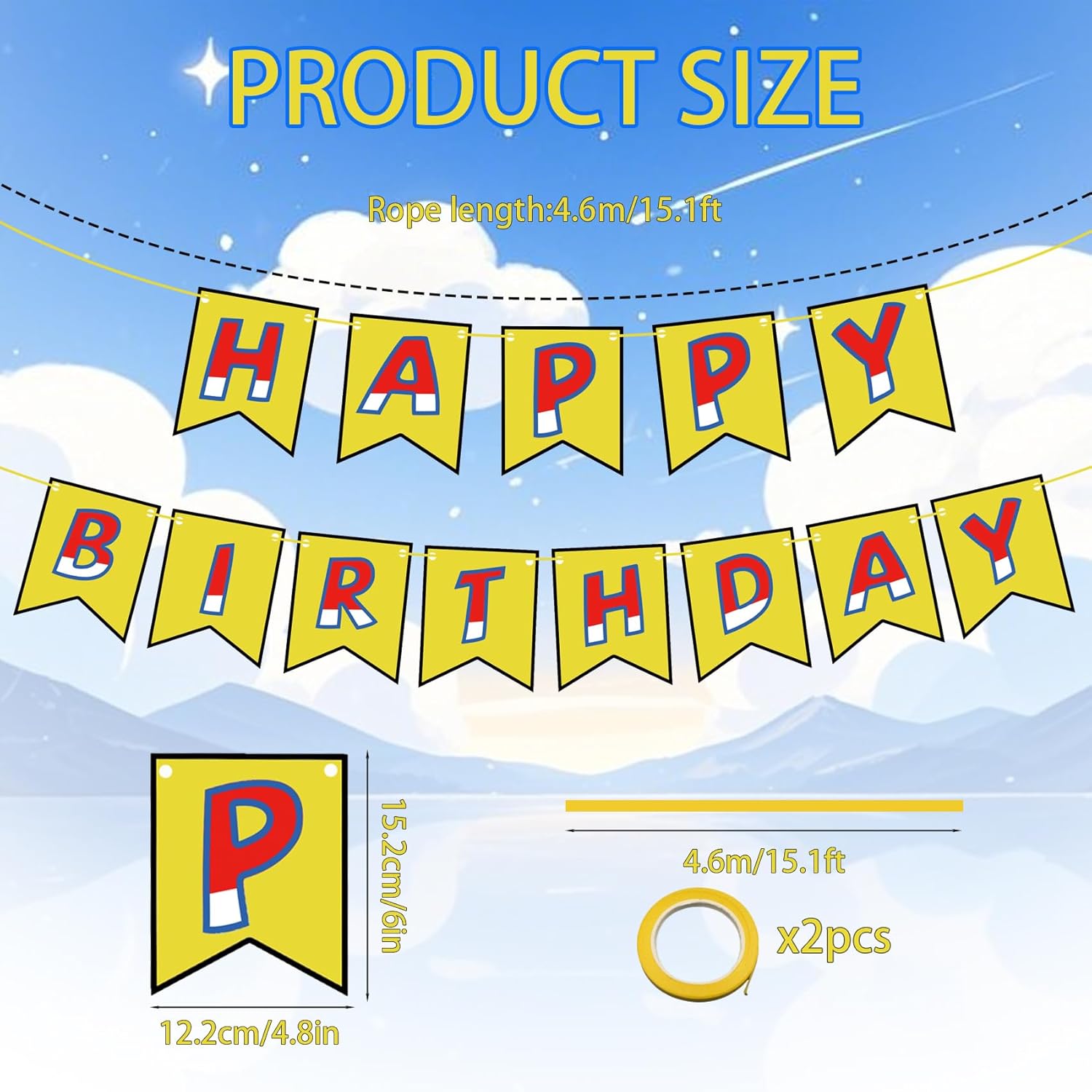 Anime Birthday Banner with Happy and Birthday Text