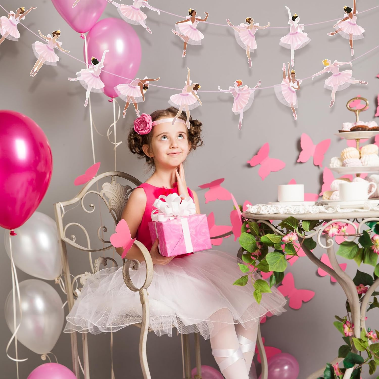 2 Pcs Ballerina Dancer Hanging Garland for Birthday Parties