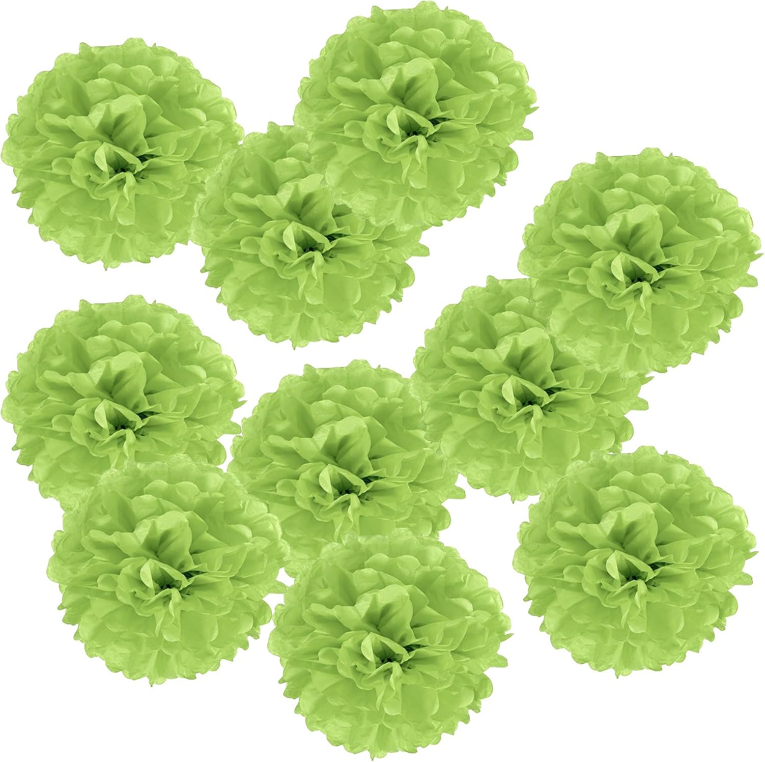 PATIKIL 8 Inch Lime Green Tissue Pom Poms Flowers 10 Pack