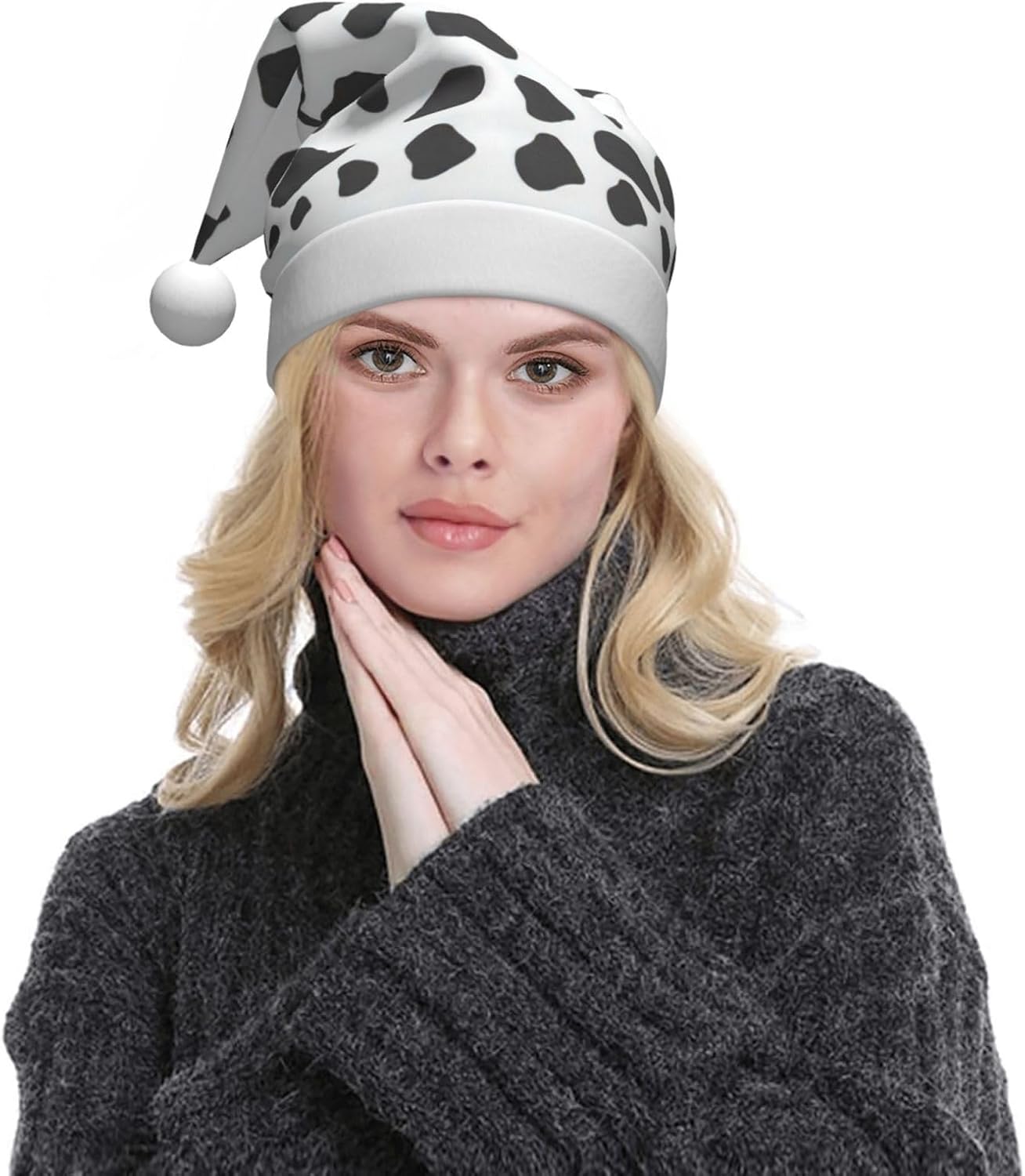 QinZheng Personalized Santa Hat with Cow Print