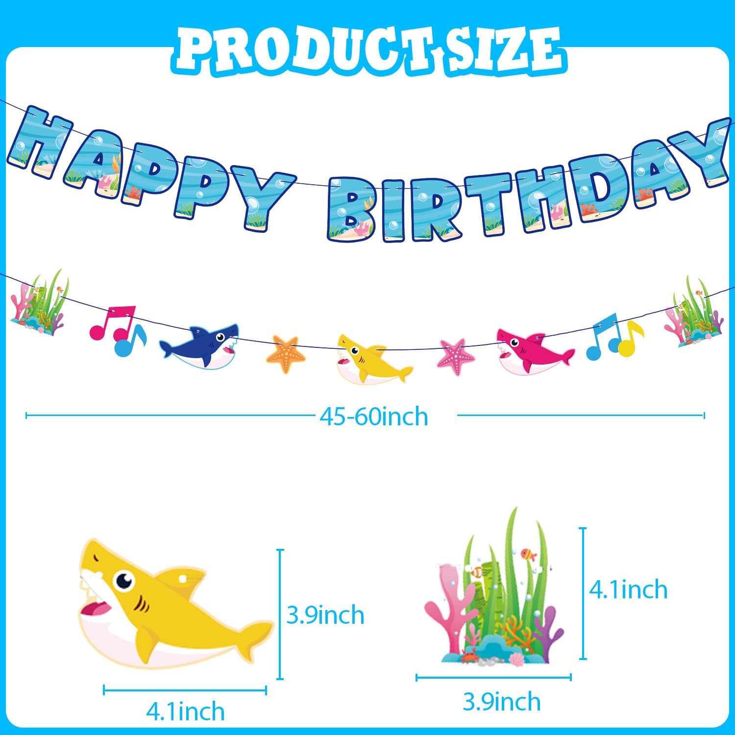 Shark Birthday Banner for Boys - Ocean Theme Decorations