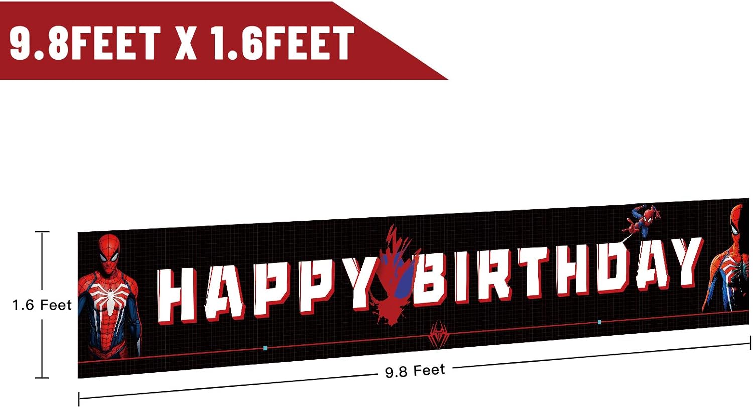 Spiderman Birthday Banner 98x16ft Decor