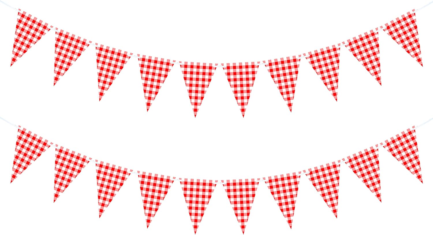 VILIFEVER 2 Piece Red White Checkered Banner