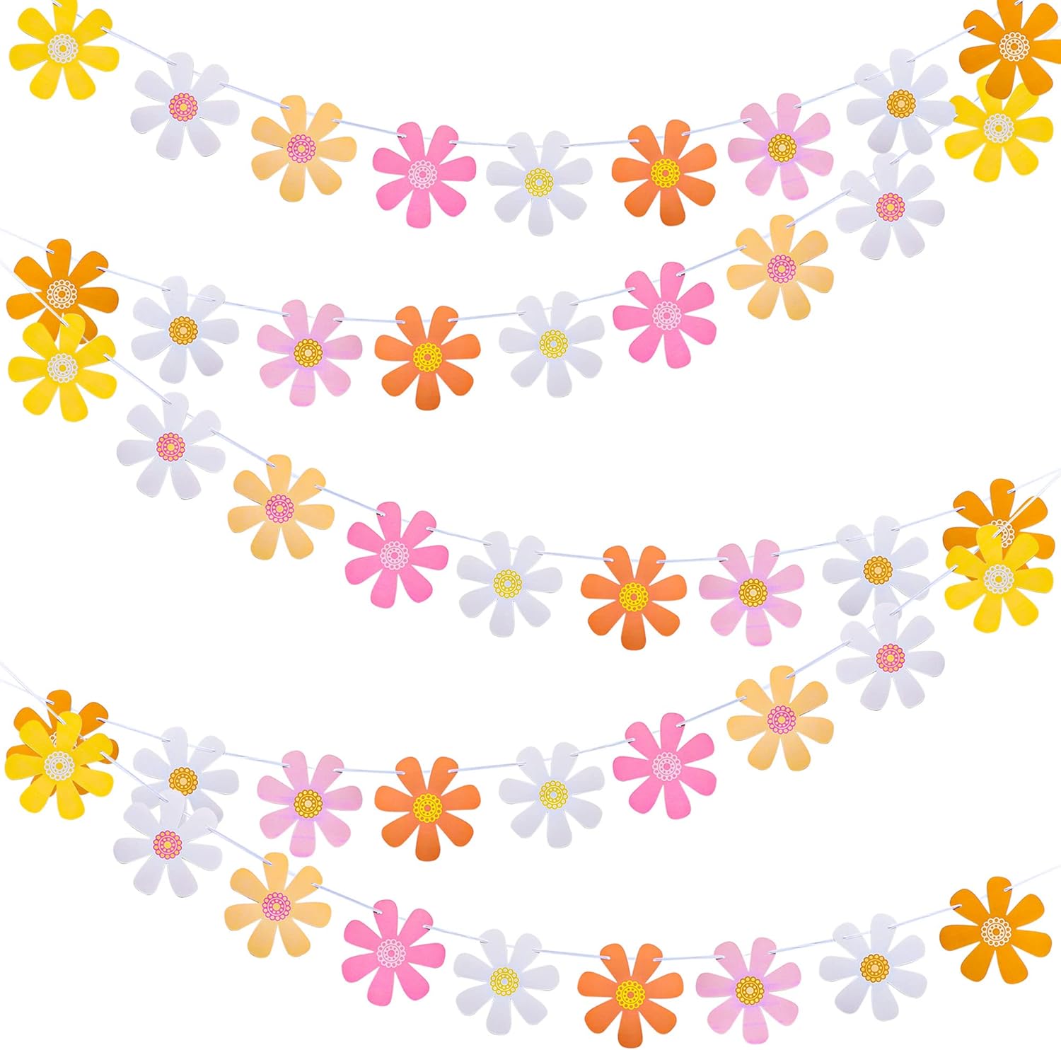 Set of 5 Daisy Paper Garland Boho Decor Banners