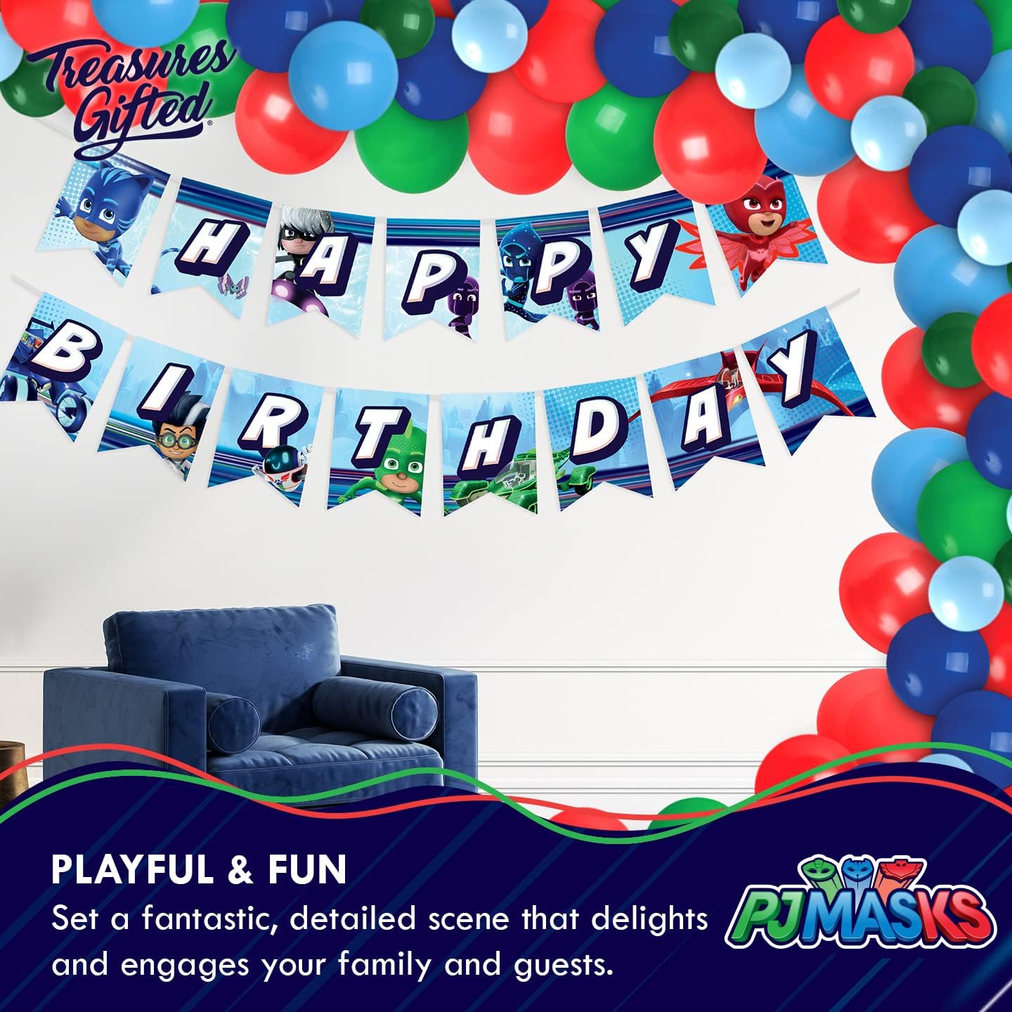 Treasures Gifted PJ Masks Birthday Banner