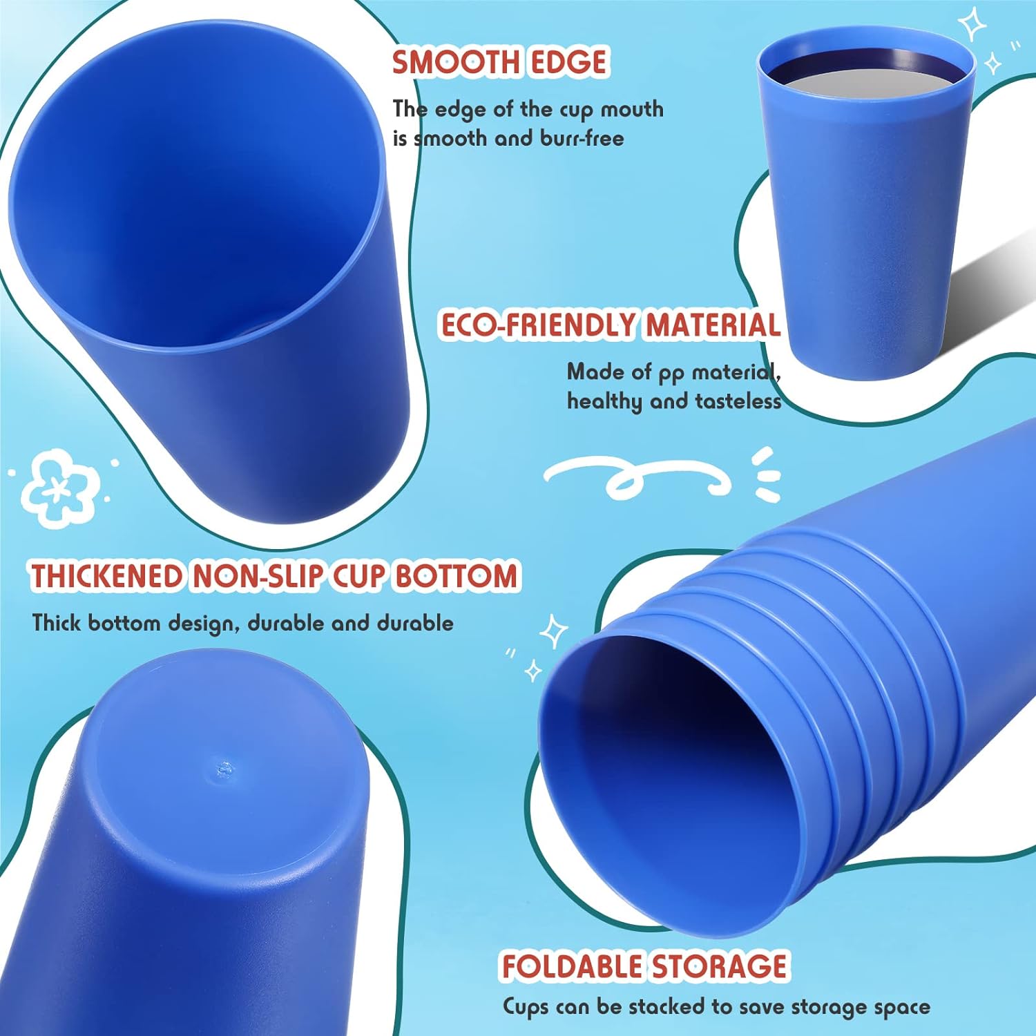 54 Piece Multicolor Reusable Plastic Cups Set