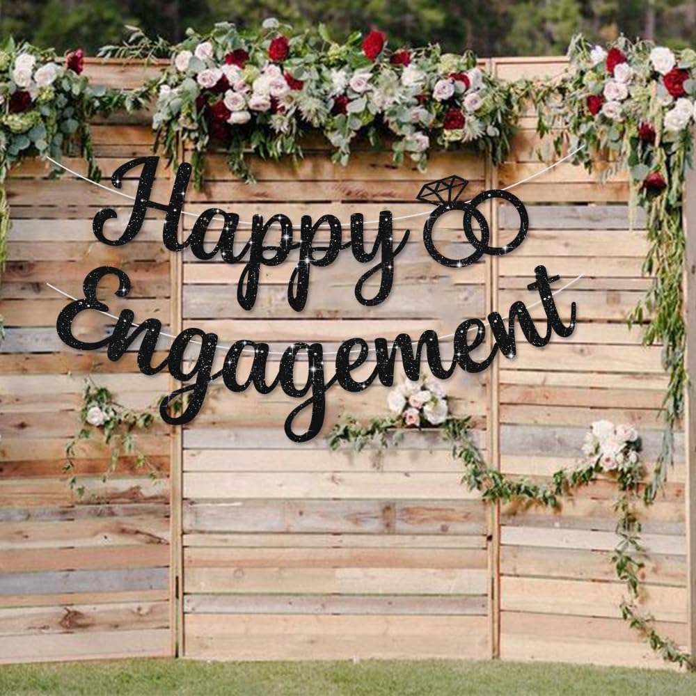 BEISHIDA Glitter Happy Engagement Banner - Black