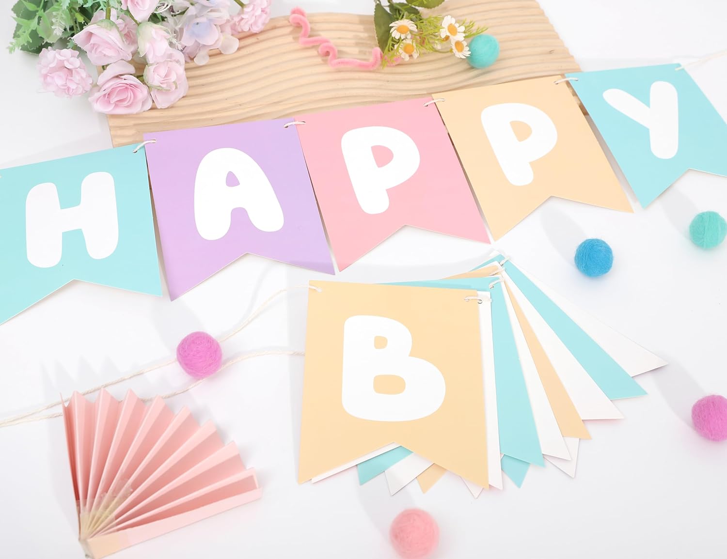 Pastel Rainbow Happy Birthday Banner - 78 x 57