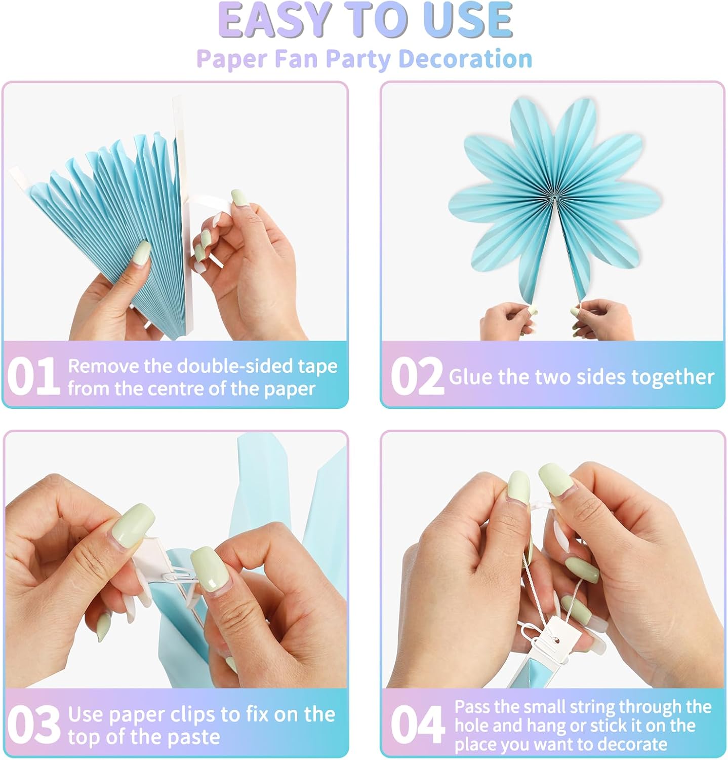 Kaluofan 9PCS Paper Fans Party Wall Decorations