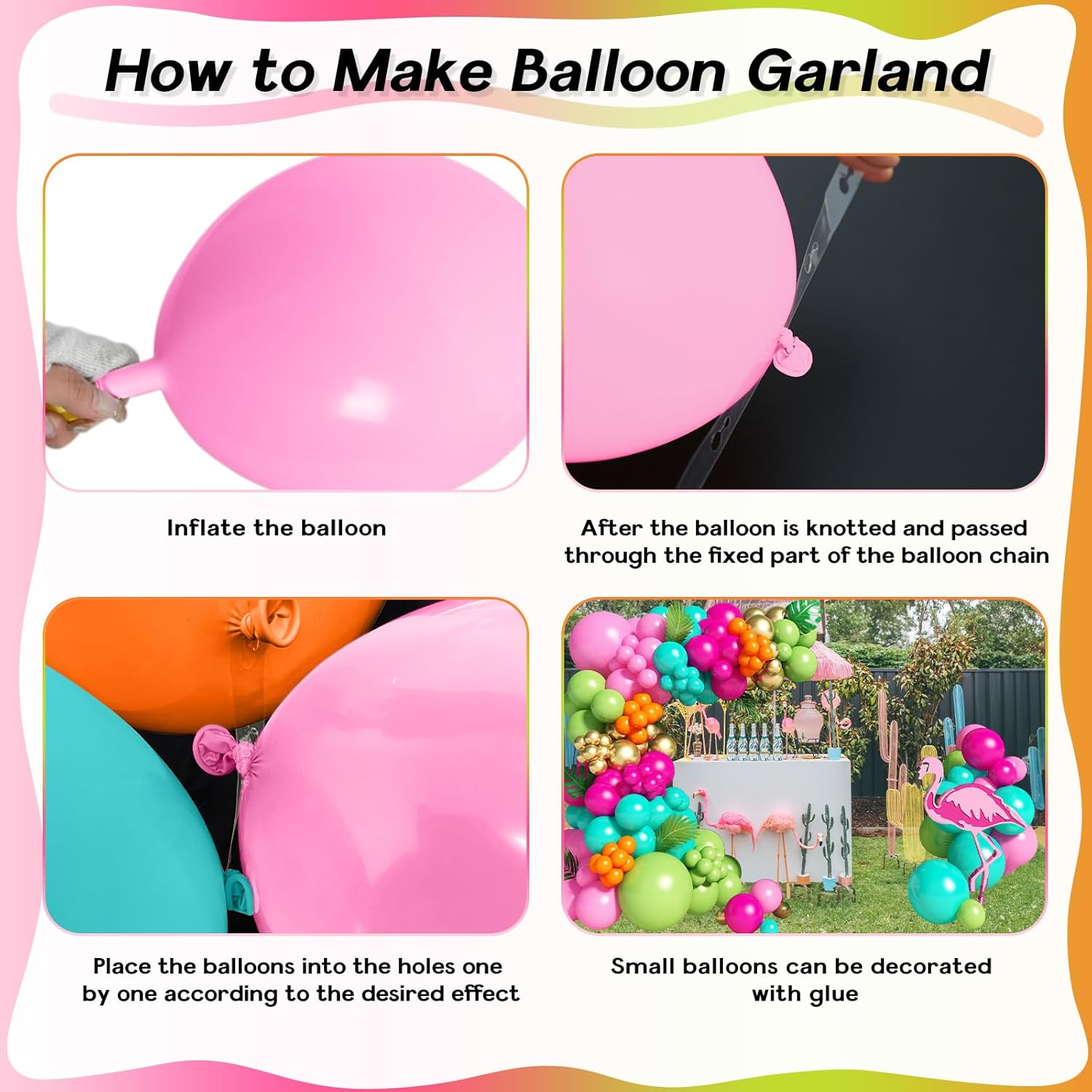 138pcs Flamingo Tropical Balloons Arch Garland Kit