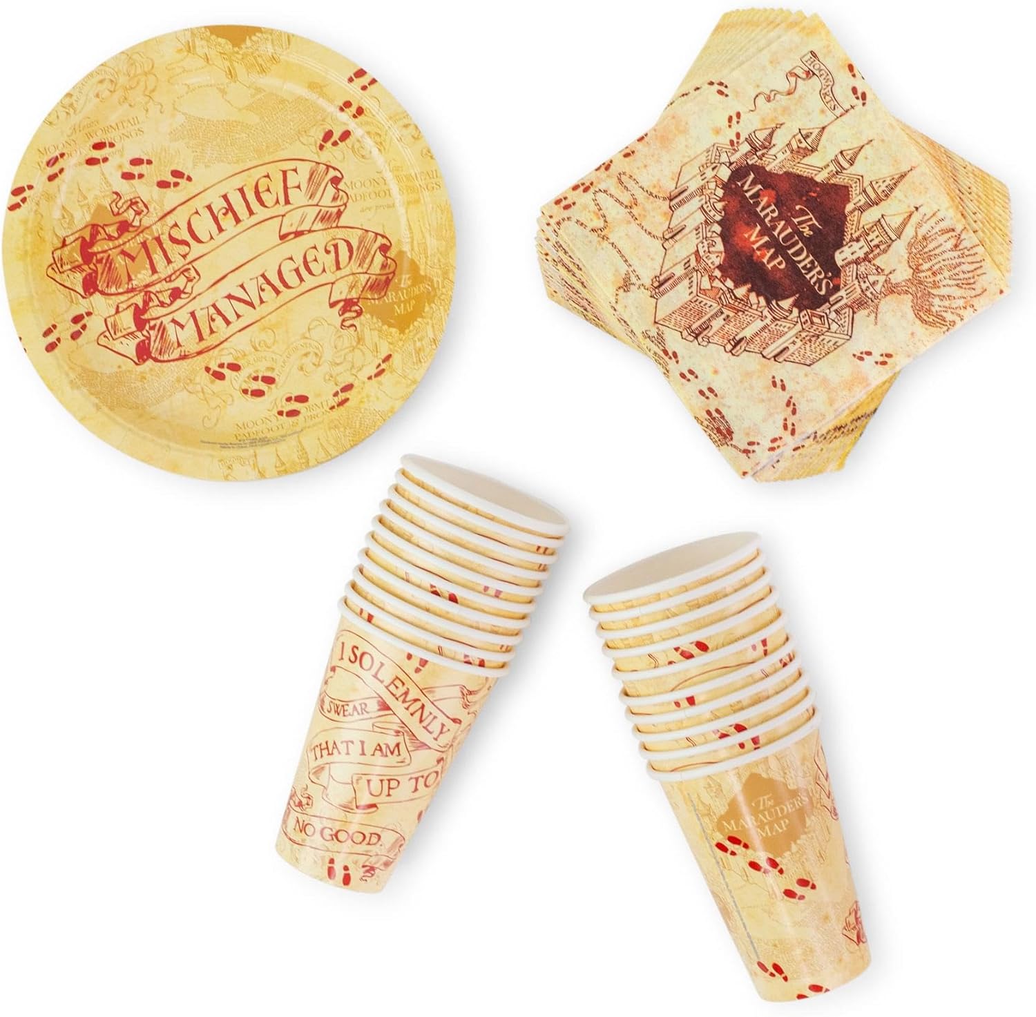 Silver Buffalo Harry Potter Mischief Managed Party Set 60 Piece Yellow