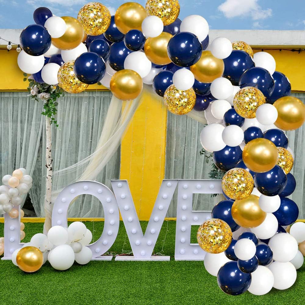 Navy Blue Gold Balloons Garland Kit 120 pcs