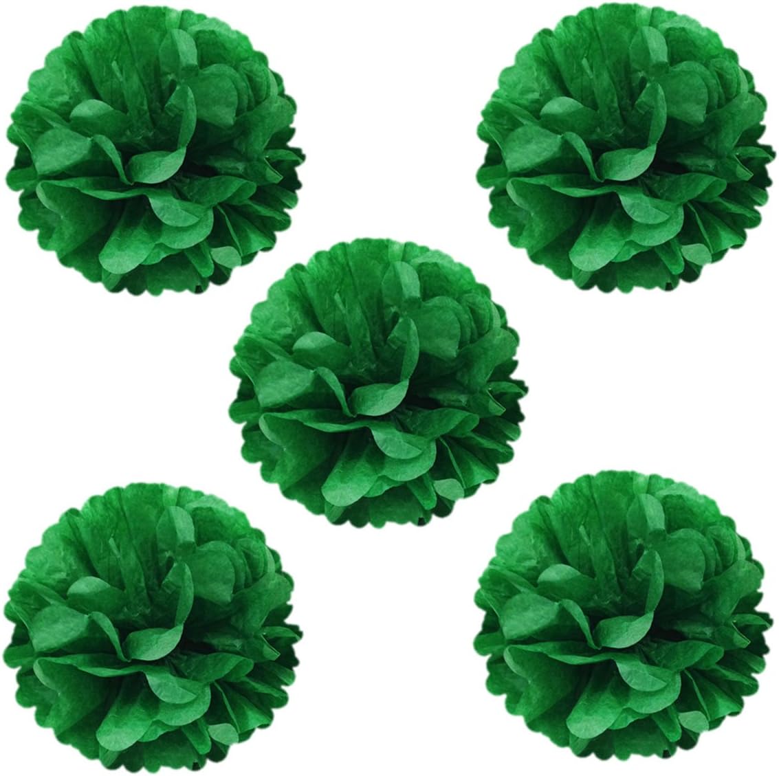 Wrapables 8 Inch Tissue Pom Poms Set of 5 Kelly Green