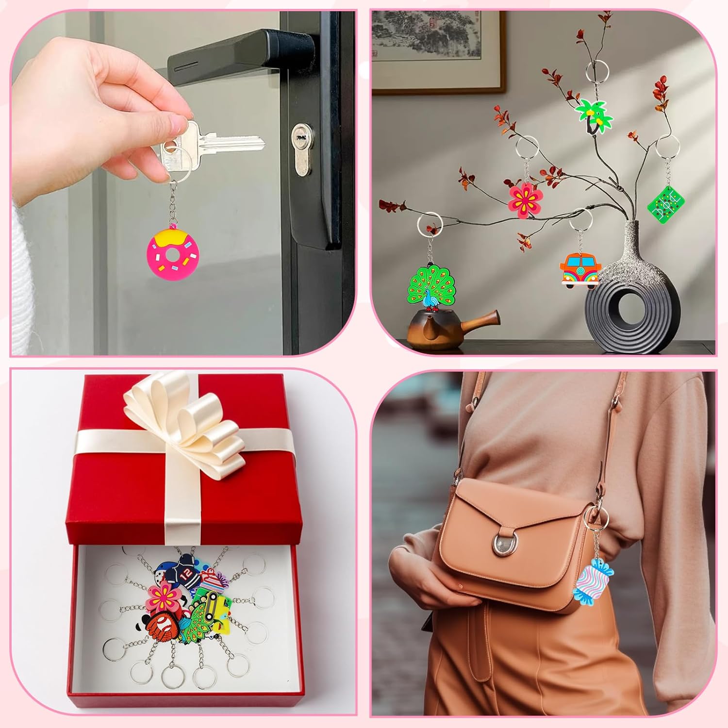 70PCS Cartoon Keychains Bulk for Kids Party Favors and School Events