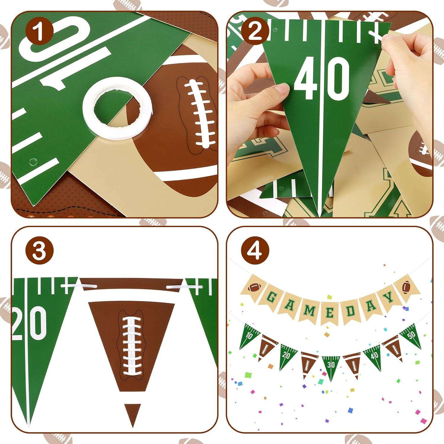 Hooqict Football Party Banner Garland with Triangle Flags