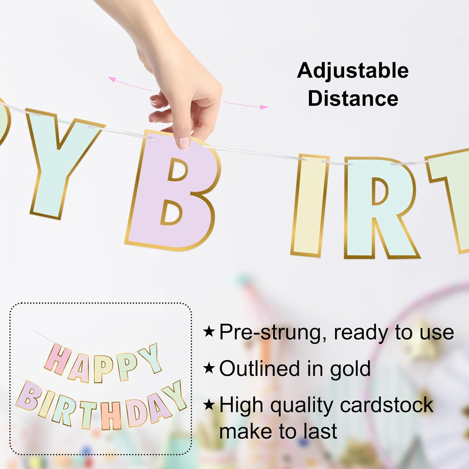 Danadia Pastel Birthday Banner with Smiley Face and Circle Dot Garland