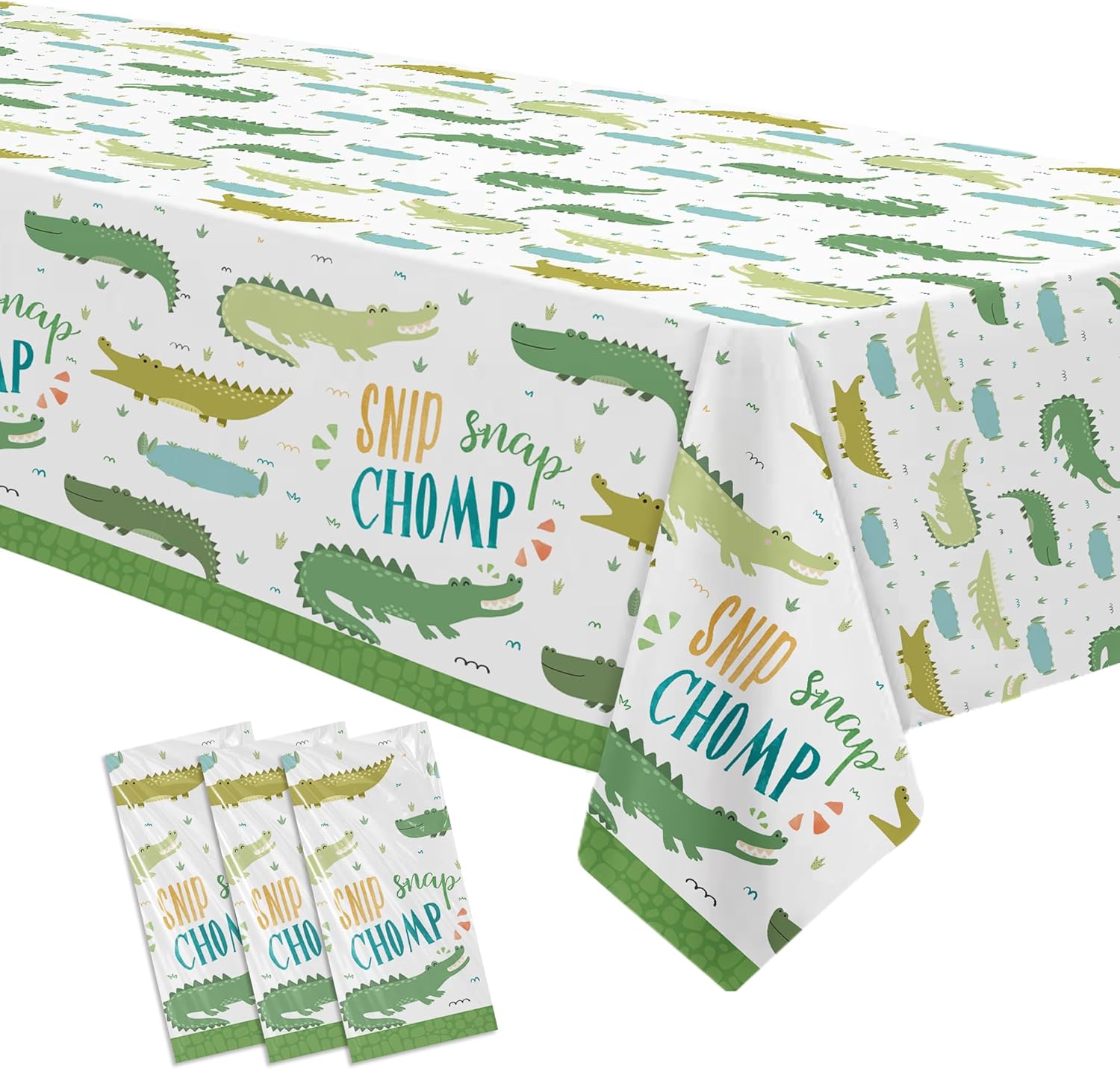 Alligator Birthday Party Tablecloth Set 3pcs