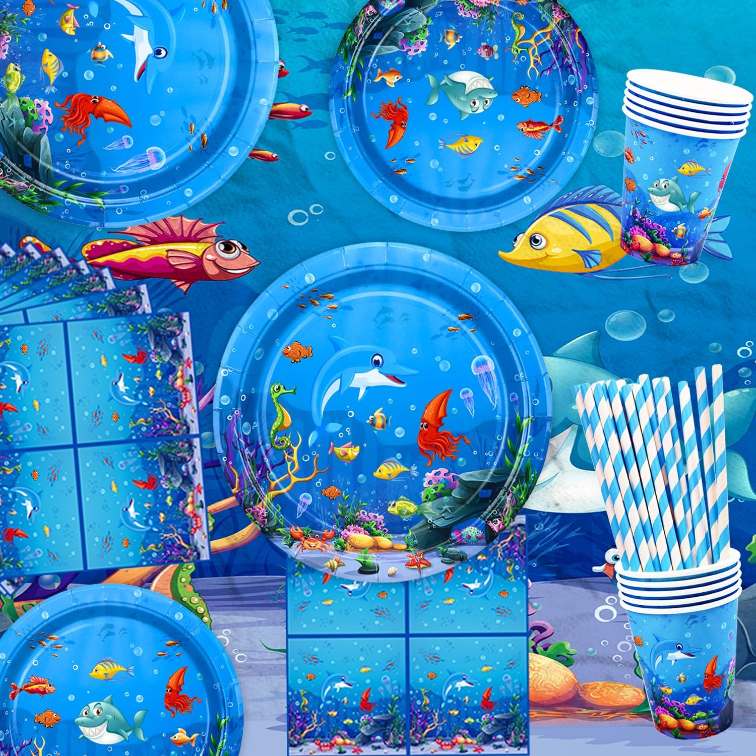 246 Pack Under the Sea Party Supplies Set for 20 Guests