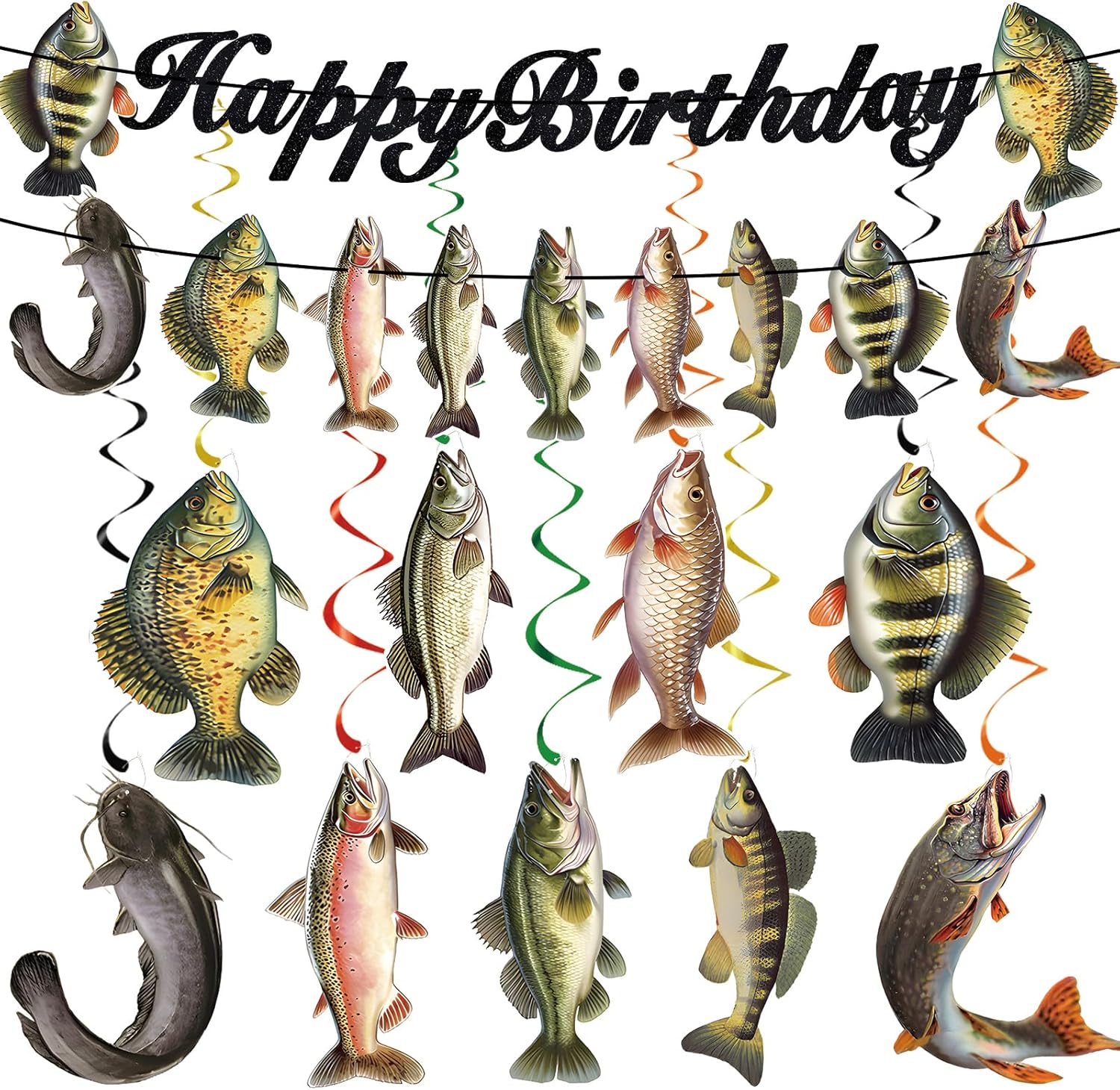 JINGAOFUN Fishing Birthday Decorations Set