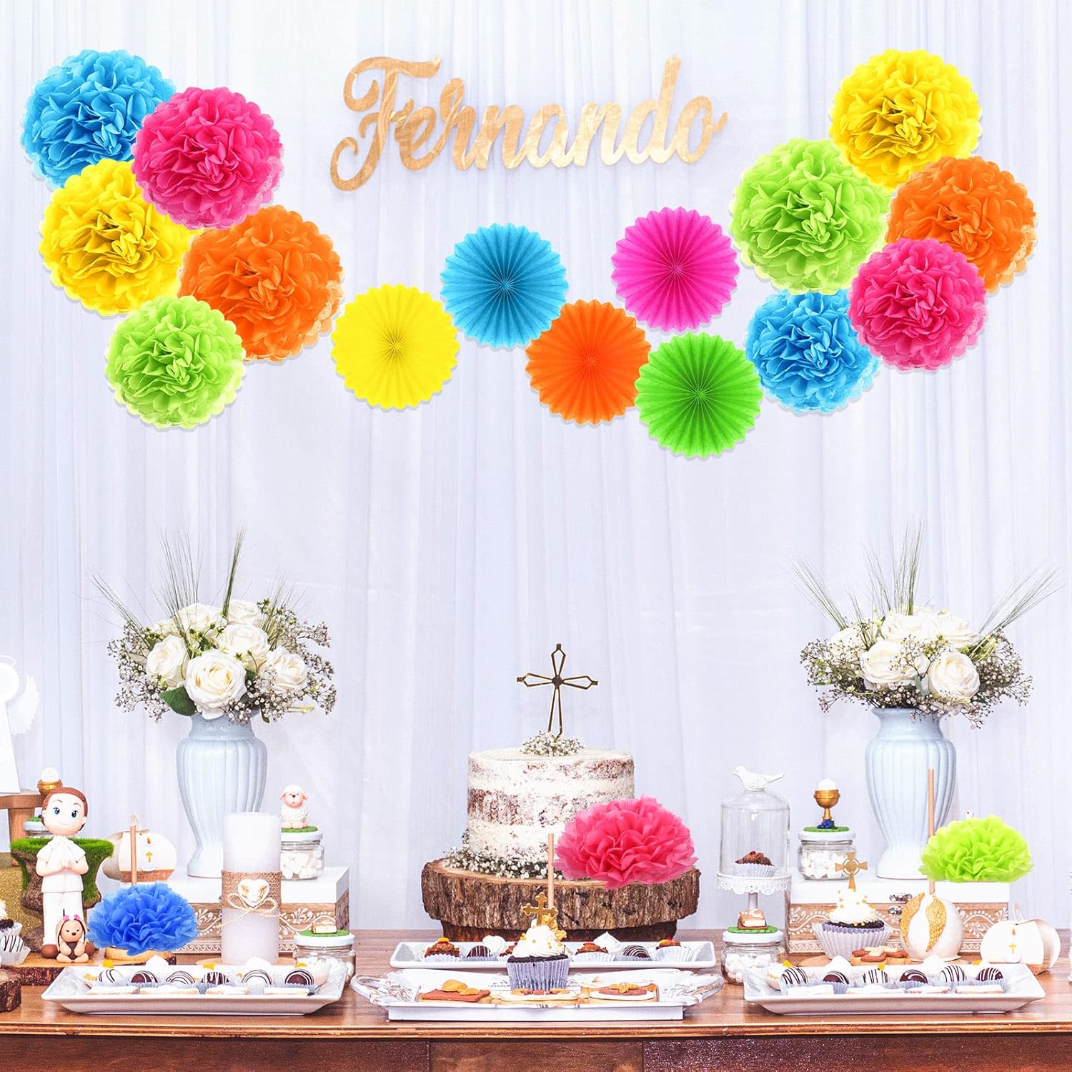Janinka 60 Pcs Tissue Pom Poms Party Decorations