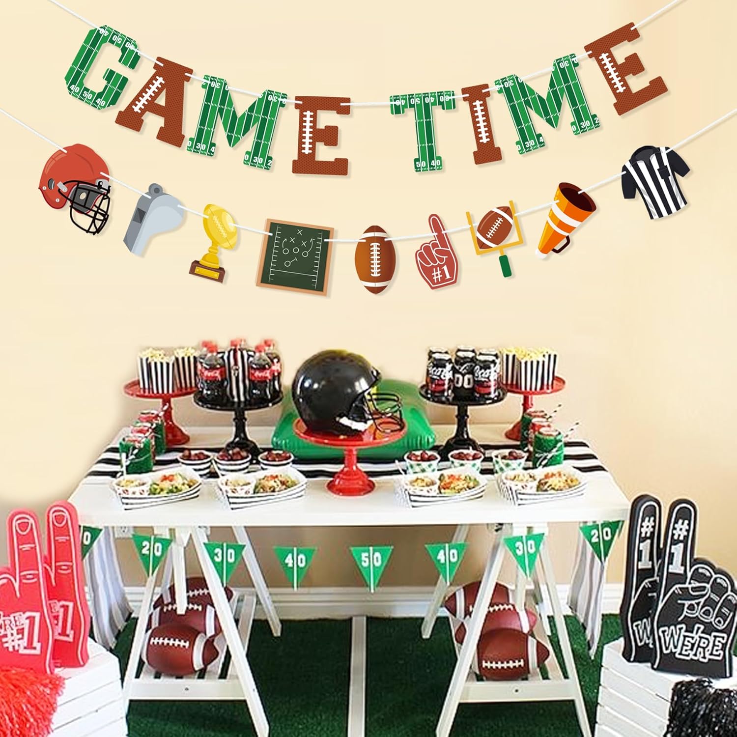 Game Time Football Banner Garland Decor for Football Party