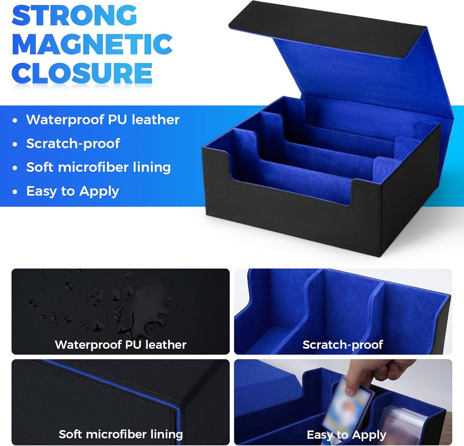 SFSOC Card Storage Box With Magnetic Closure And 10 Dividers