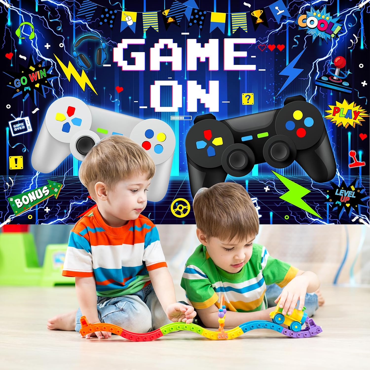Avezano Video Game Birthday Party Banner for Kids 6x36 ft