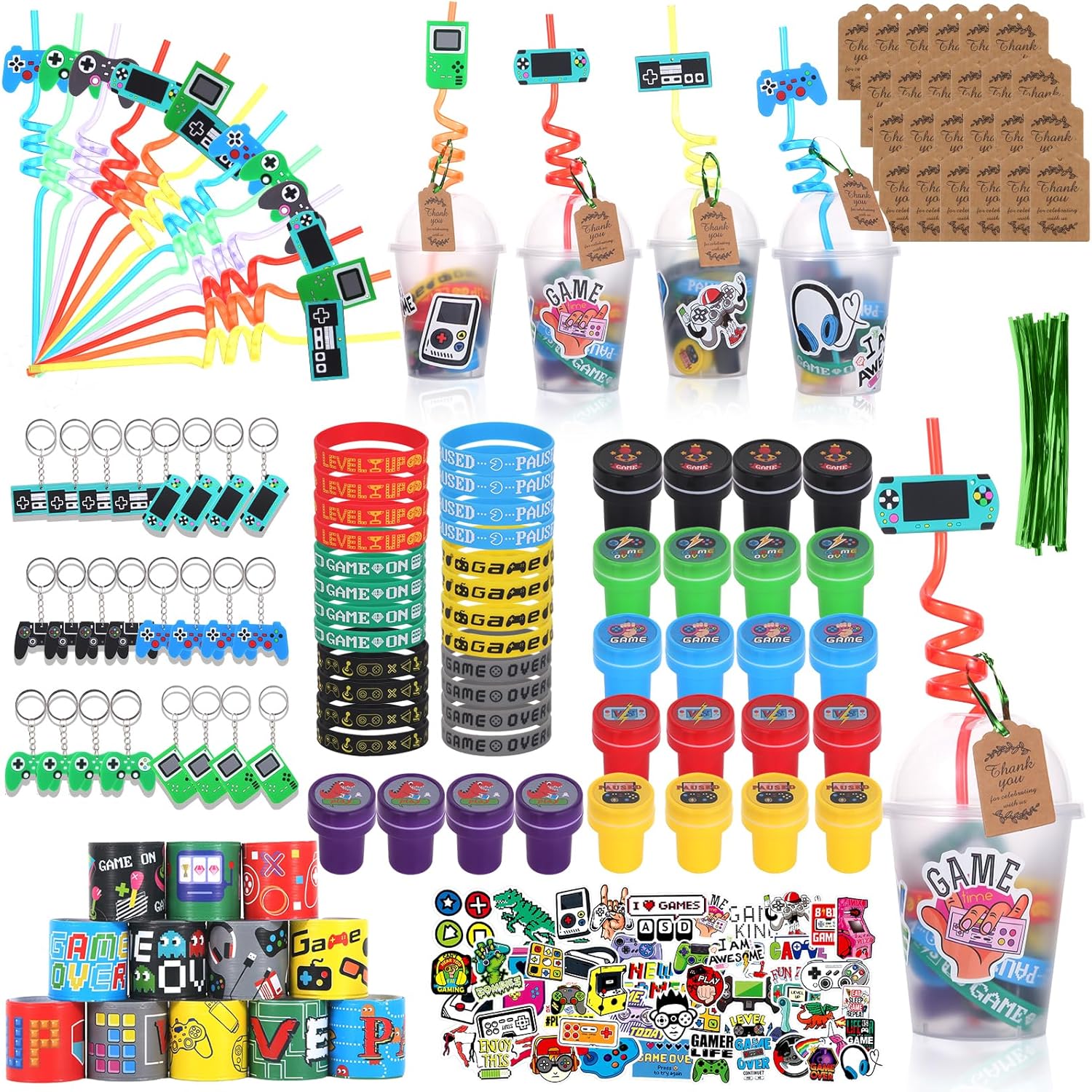 LiYiQ 292 Pcs Video Game Party Favors Set