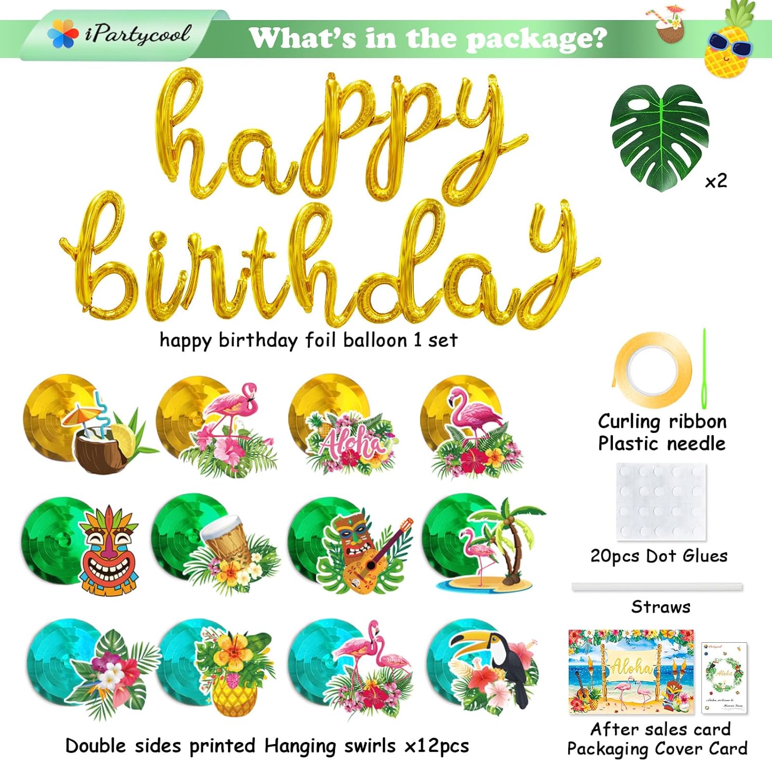 27pcs Tropical Luau Birthday Party Decorations