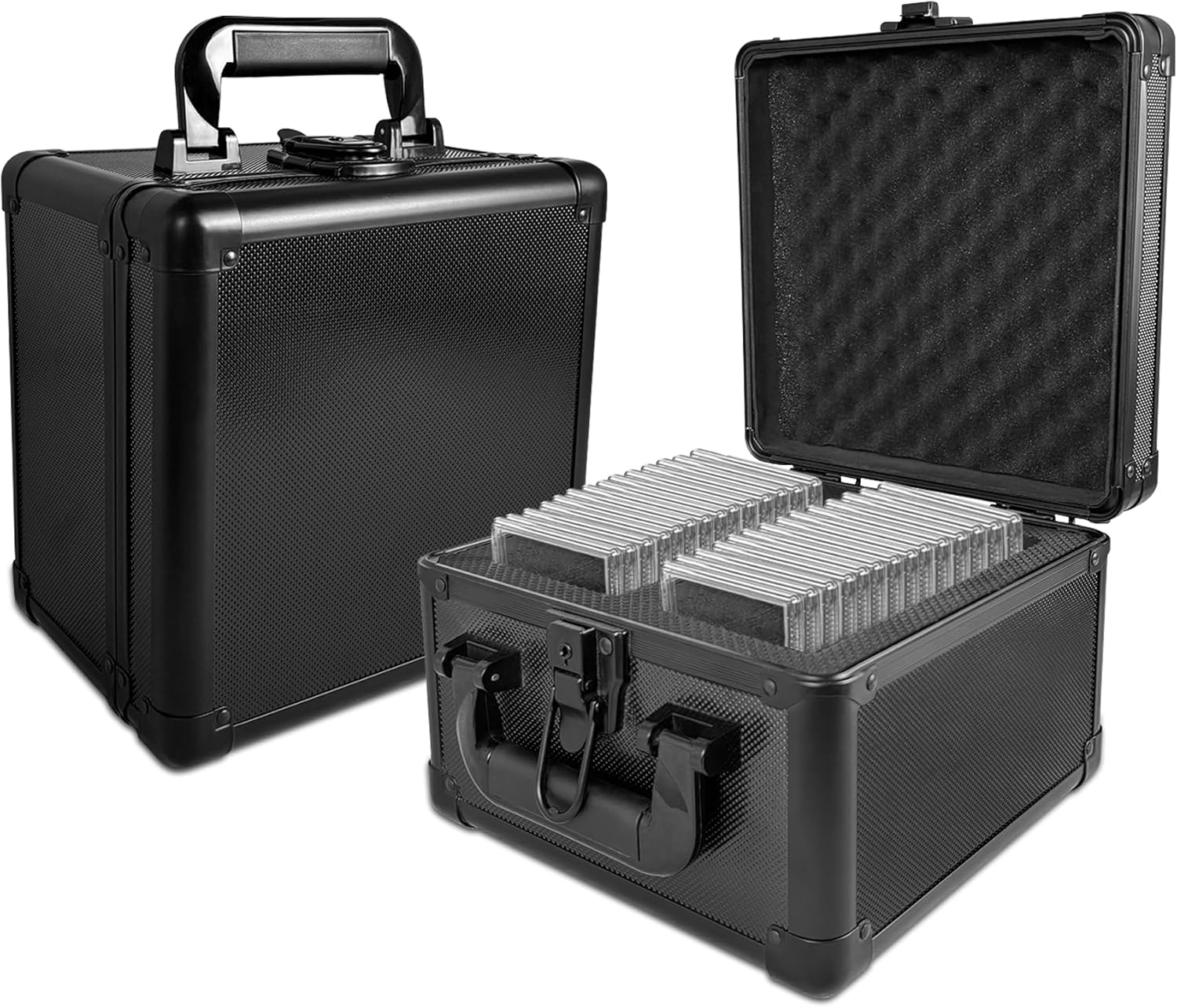Aluminum Alloy Graded Card Storage Box with Two Rows Black