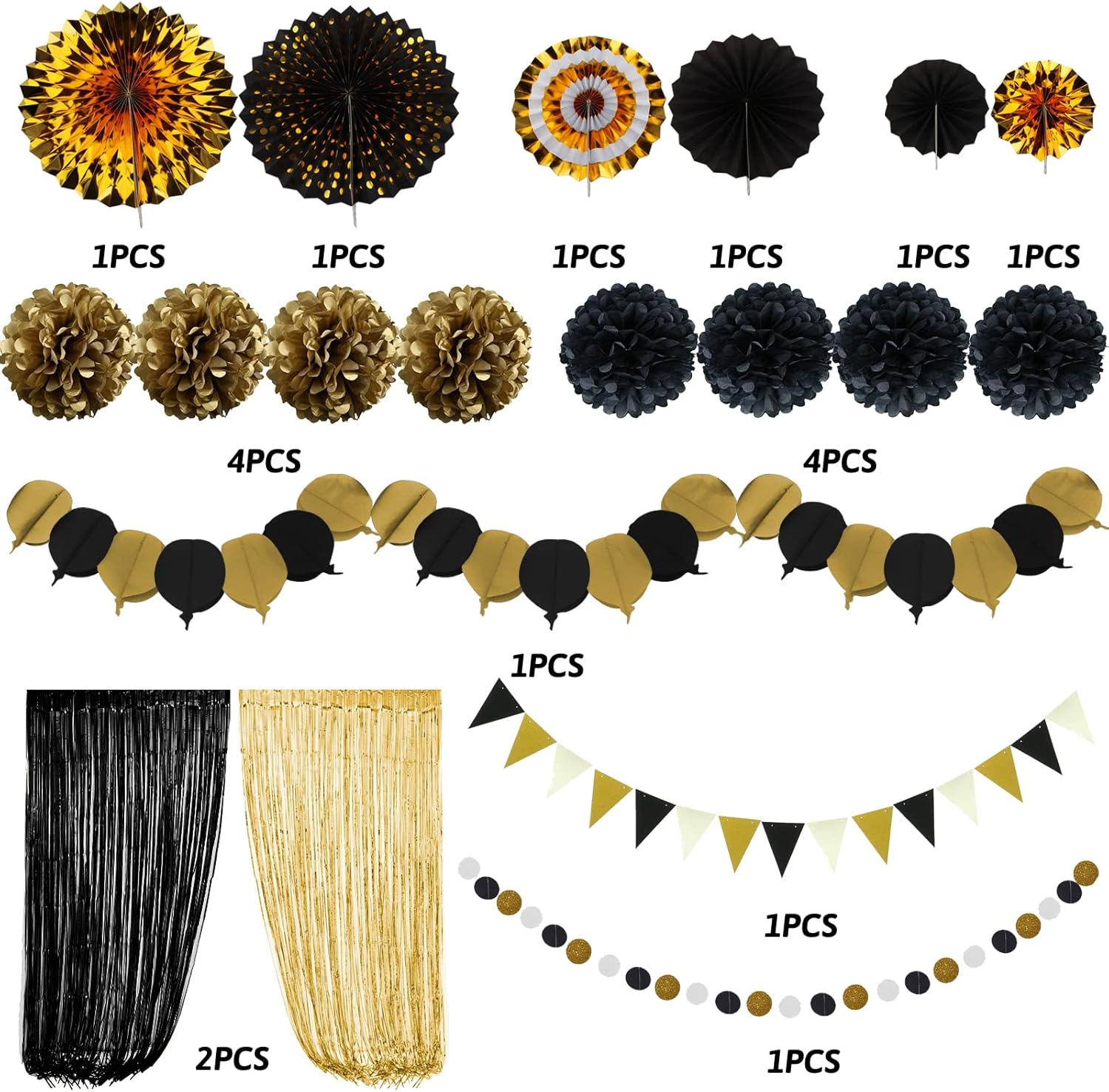 Zerodeco Gold and Black Party Decorations