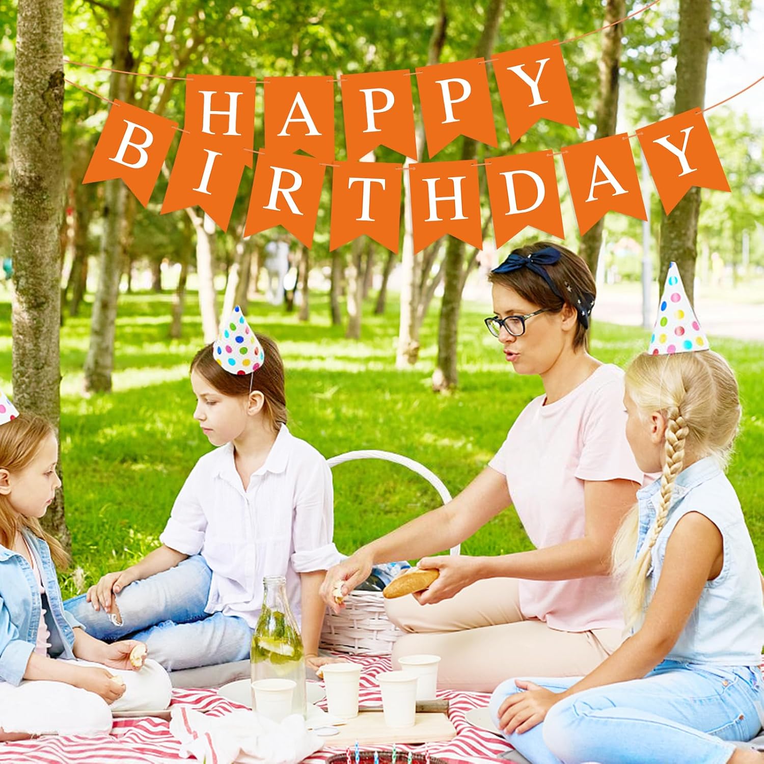 Orange Happy Birthday Bunting Banner Garland for Kids and Adults